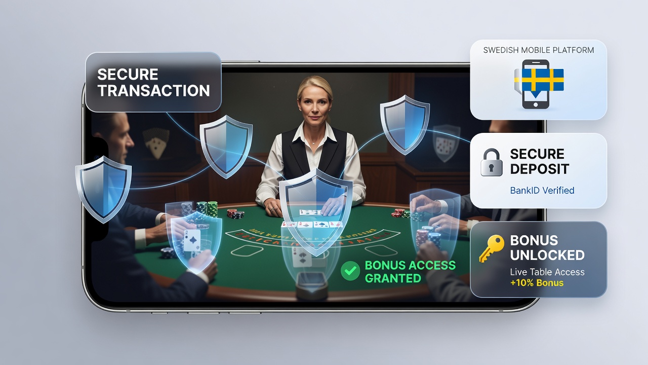 Close-up of a secure mobile payment interface used for live casino bonuses in Sweden
